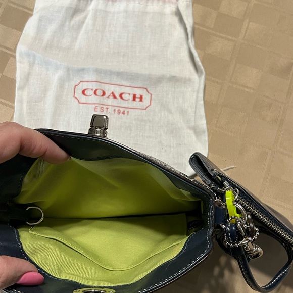 Coach Mini Purse 8” X 6” & Credit Card Holder 4.5” X 3” Navy Blue Dust Bag EUC - Picture 3 of 4